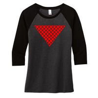 Inverted Red Triangle With Patterns  Women's Tri-Blend 3/4-Sleeve Raglan Shirt