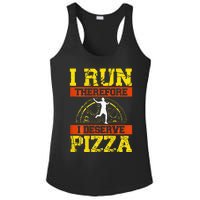 I Run Therefore I Deserve Pizza Marathons Backprint Running Ladies PosiCharge Competitor Racerback Tank