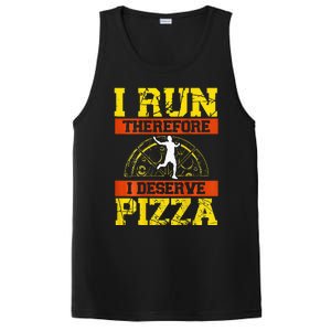 I Run Therefore I Deserve Pizza Marathons Backprint Running PosiCharge Competitor Tank