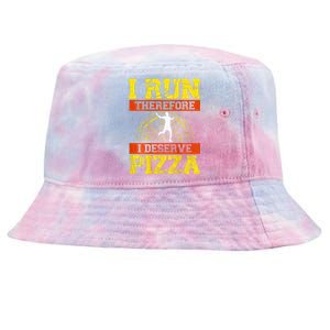 I Run Therefore I Deserve Pizza Marathons Backprint Running Tie-Dyed Bucket Hat