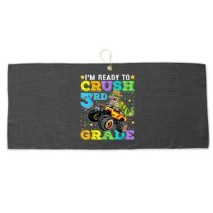 I'm Ready To Crush 3rd Grade Monster Truck Dinosaur Boy Large Microfiber Waffle Golf Towel