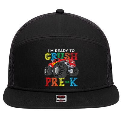 IM Ready To Crush Prek Monster Truck Back To School 7 Panel Mesh Trucker Snapback Hat