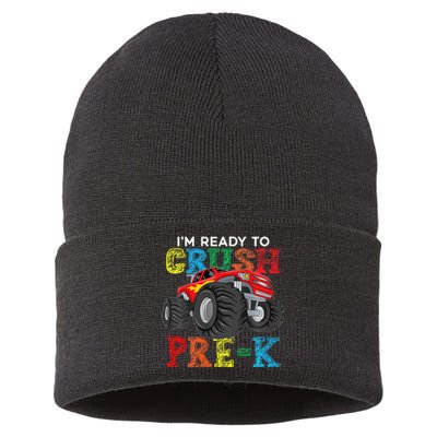 IM Ready To Crush Prek Monster Truck Back To School Sustainable Knit Beanie