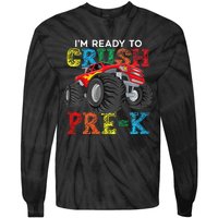 IM Ready To Crush Prek Monster Truck Back To School Tie-Dye Long Sleeve Shirt