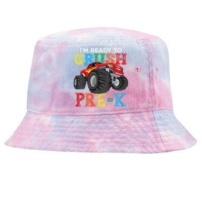 IM Ready To Crush Prek Monster Truck Back To School Tie-Dyed Bucket Hat