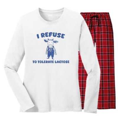 I Refuse To Tolerate Lactose Women's Long Sleeve Flannel Pajama Set 