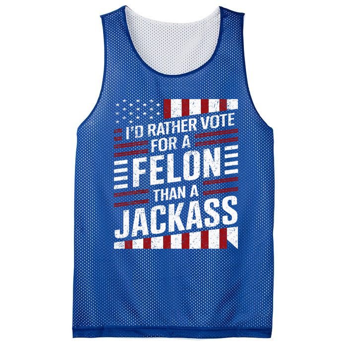 ID Rather Vote For A Felon Than A Jackass Trump Mesh Reversible Basketball Jersey Tank