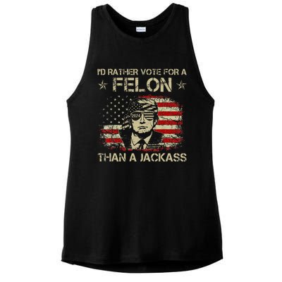 ID Rather Vote For A Felon Than A Jackass Trump Ladies PosiCharge Tri-Blend Wicking Tank