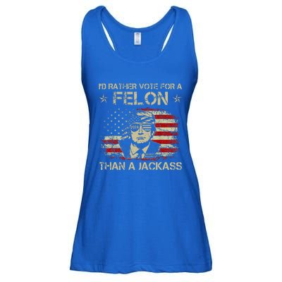 ID Rather Vote For A Felon Than A Jackass Trump Ladies Essential Flowy Tank