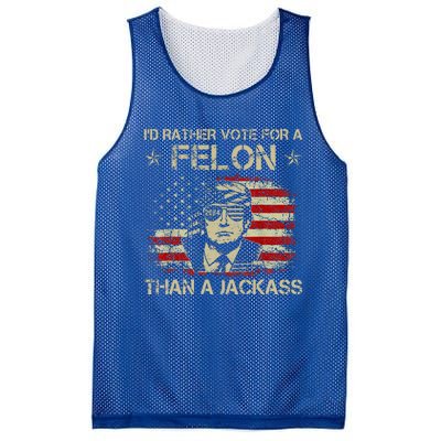 ID Rather Vote For A Felon Than A Jackass Trump Mesh Reversible Basketball Jersey Tank