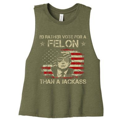 ID Rather Vote For A Felon Than A Jackass Trump Women's Racerback Cropped Tank