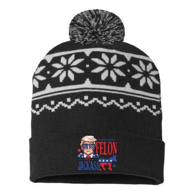 ID Rather Vote For A Felon Than A Jackass Trump America USA-Made Snowflake Beanie