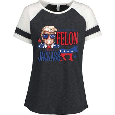 ID Rather Vote For A Felon Than A Jackass Trump America Enza Ladies Jersey Colorblock Tee