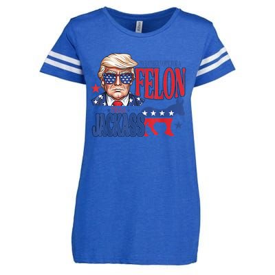 ID Rather Vote For A Felon Than A Jackass Trump America Enza Ladies Jersey Football T-Shirt