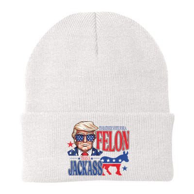 ID Rather Vote For A Felon Than A Jackass Trump America Knit Cap Winter Beanie