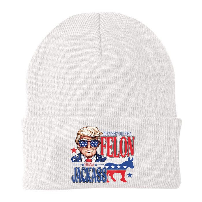 ID Rather Vote For A Felon Than A Jackass Trump America Knit Cap Winter Beanie