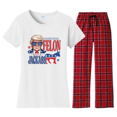 ID Rather Vote For A Felon Than A Jackass Trump America Women's Flannel Pajama Set