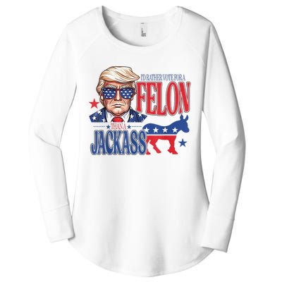 ID Rather Vote For A Felon Than A Jackass Trump America Women's Perfect Tri Tunic Long Sleeve Shirt