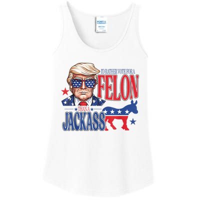 ID Rather Vote For A Felon Than A Jackass Trump America Ladies Essential Tank