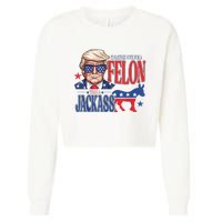 ID Rather Vote For A Felon Than A Jackass Trump America Cropped Pullover Crew