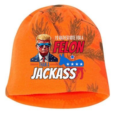 Id Rather Vote For A Felon Than A Jackass Kati - Camo Knit Beanie