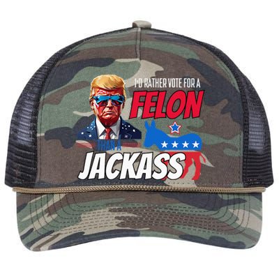 Id Rather Vote For A Felon Than A Jackass Retro Rope Trucker Hat Cap