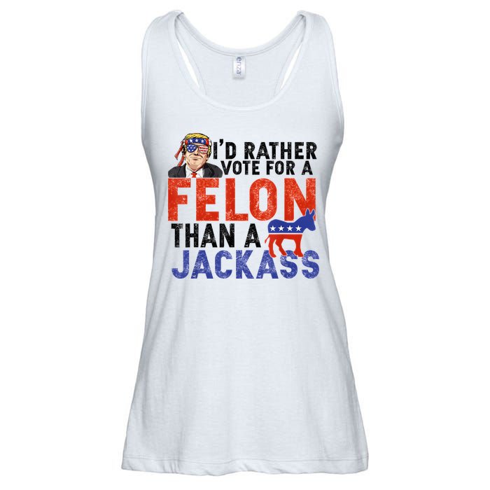 I’D Rather Vote For A Felon Than A Jack Ass Ladies Essential Flowy Tank