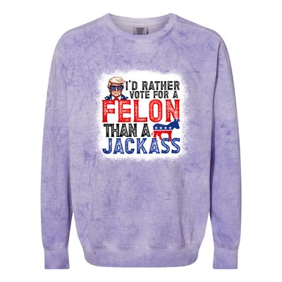 ID Rather Vote For A Felon Than A Jackass Trump America Colorblast Crewneck Sweatshirt