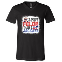 ID Rather Vote For A Felon Than A Jackass Trump America V-Neck T-Shirt