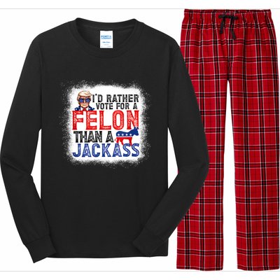 ID Rather Vote For A Felon Than A Jackass Trump America Long Sleeve Pajama Set