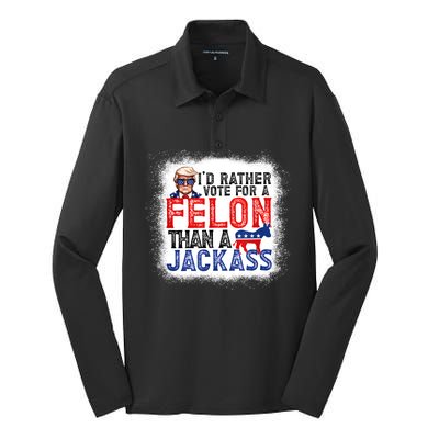 ID Rather Vote For A Felon Than A Jackass Trump America Silk Touch Performance Long Sleeve Polo