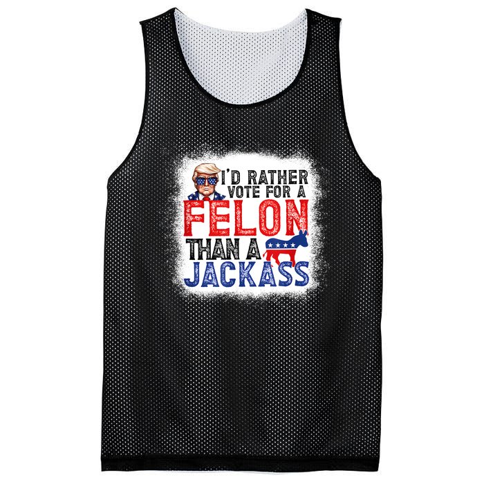 ID Rather Vote For A Felon Than A Jackass Trump America Mesh Reversible Basketball Jersey Tank