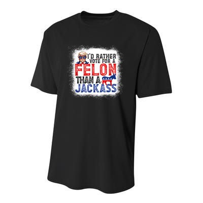 ID Rather Vote For A Felon Than A Jackass Trump America Youth Performance Sprint T-Shirt