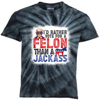 ID Rather Vote For A Felon Than A Jackass Trump America Kids Tie-Dye T-Shirt