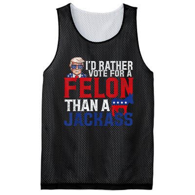 ID Rather Vote For A Felon Than A Jackass Trump Mesh Reversible Basketball Jersey Tank