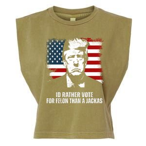 Id Rather Vote For Felon Than A Jackass Funny Trump Garment-Dyed Women's Muscle Tee