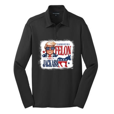 ID Rather Vote For Felon Than A Jackass Silk Touch Performance Long Sleeve Polo