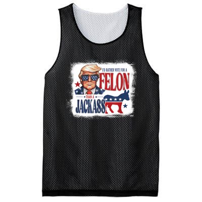 ID Rather Vote For Felon Than A Jackass Mesh Reversible Basketball Jersey Tank