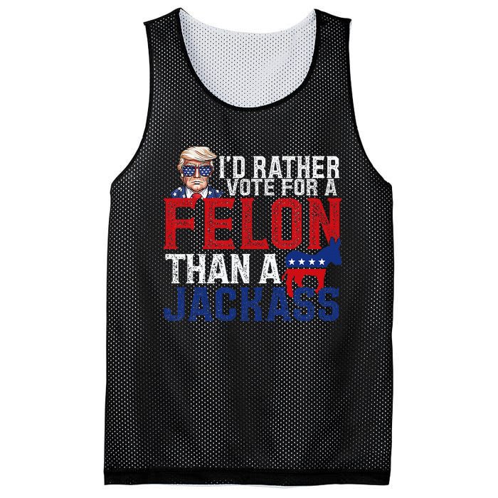 ID Rather Vote For A Felon Than A Jackass Trump America Mesh Reversible Basketball Jersey Tank