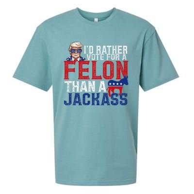 ID Rather Vote For A Felon Than A Jackass Trump America Sueded Cloud Jersey T-Shirt