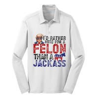 ID Rather Vote For A Felon Than A Jackass Trump Silk Touch Performance Long Sleeve Polo