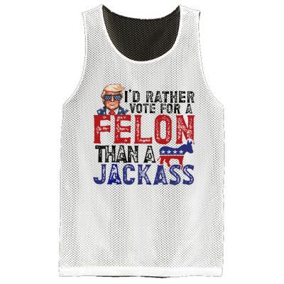 ID Rather Vote For A Felon Than A Jackass Trump Mesh Reversible Basketball Jersey Tank