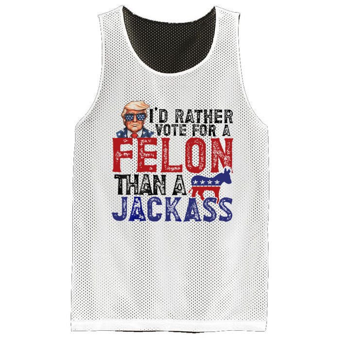 ID Rather Vote For A Felon Than A Jackass Trump Mesh Reversible Basketball Jersey Tank