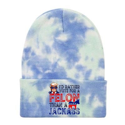 ID Rather Vote For A Felon Than A Jackass Trump Conviction Tie Dye 12in Knit Beanie