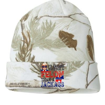 ID Rather Vote For A Felon Than A Jackass Trump Conviction Kati Licensed 12" Camo Beanie