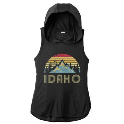 Idaho Retro Vintage Mountains Camping Hiking Gift Ladies PosiCharge Tri-Blend Wicking Draft Hoodie Tank