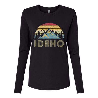 Idaho Retro Vintage Mountains Camping Hiking Gift Womens Cotton Relaxed Long Sleeve T-Shirt