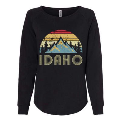 Idaho Retro Vintage Mountains Camping Hiking Gift Womens California Wash Sweatshirt