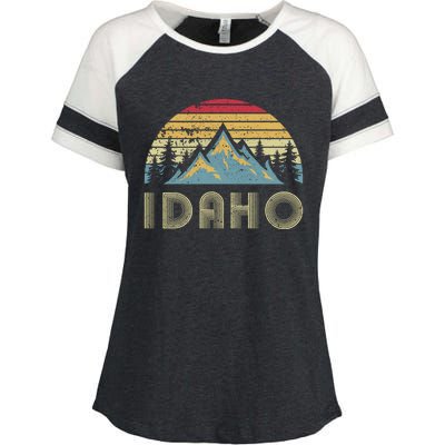 Idaho Retro Vintage Mountains Camping Hiking Gift Enza Ladies Jersey Colorblock Tee