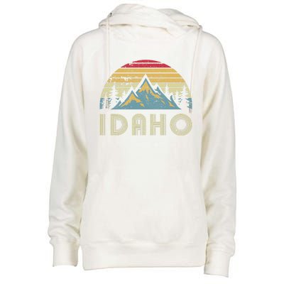 Idaho Retro Vintage Mountains Camping Hiking Gift Womens Funnel Neck Pullover Hood